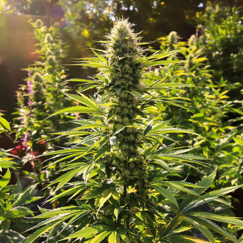 Bay 11 50% Indica / 50% Sativa — Blüte mit sichtbaren Trichomen
