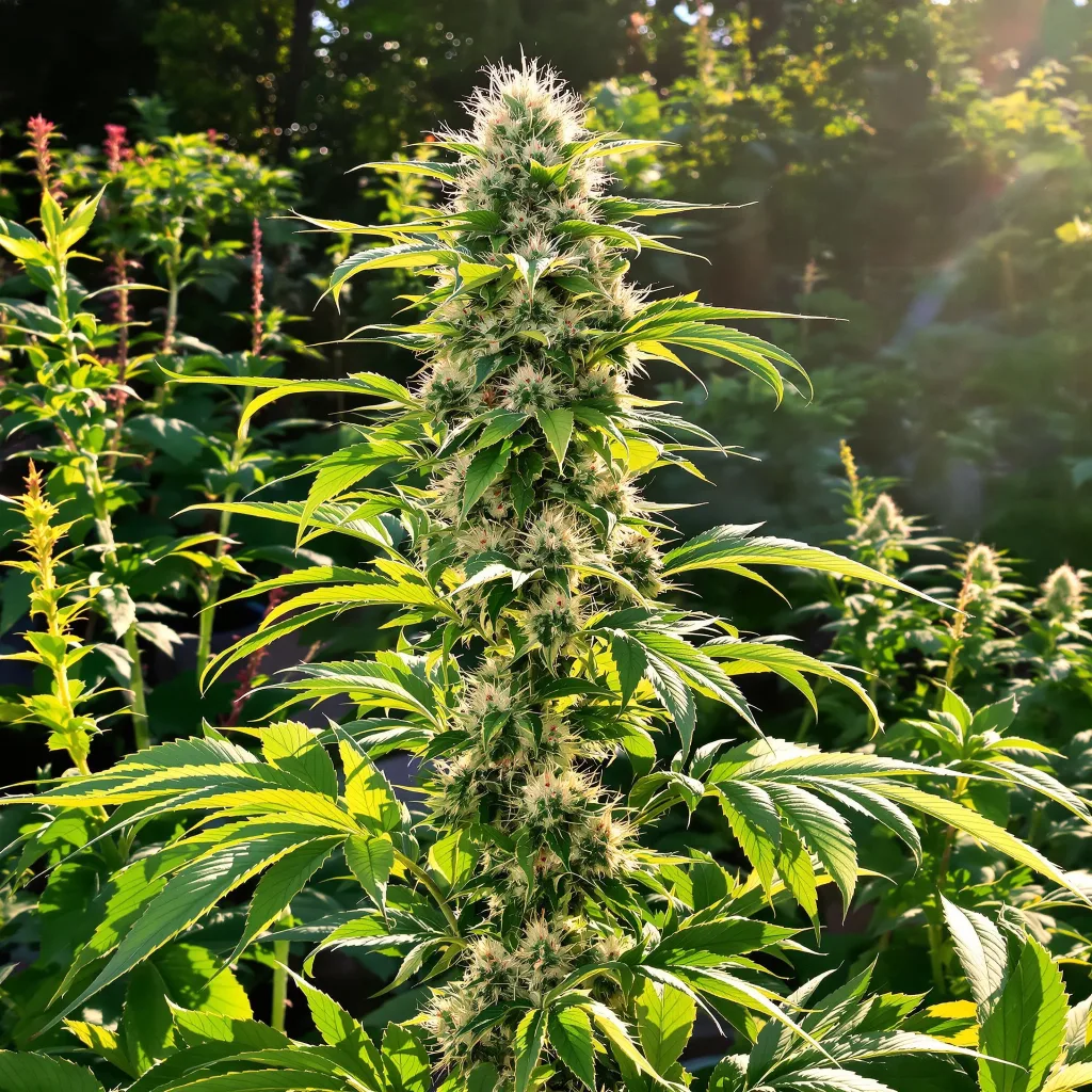 Biddy Early 63% Indica / 37% Sativa — Blüte mit sichtbaren Trichomen