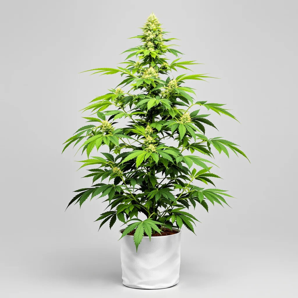 Big Bang Cannabisblüte Nahaufnahme mit ausgewogene Blütenstruktur mit eisigen Trichomen