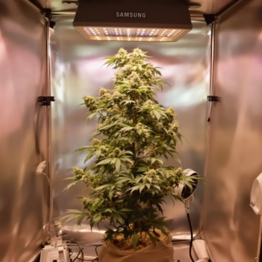 Big Bang 46% Indica / 54% Sativa — Blüte mit sichtbaren Trichomen