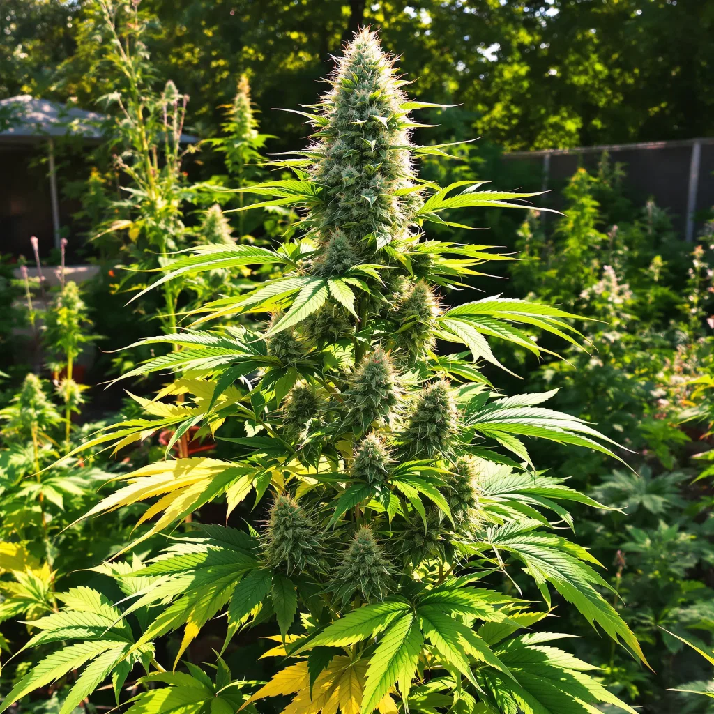 Big Bang 46% Indica / 54% Sativa — Blüte mit sichtbaren Trichomen