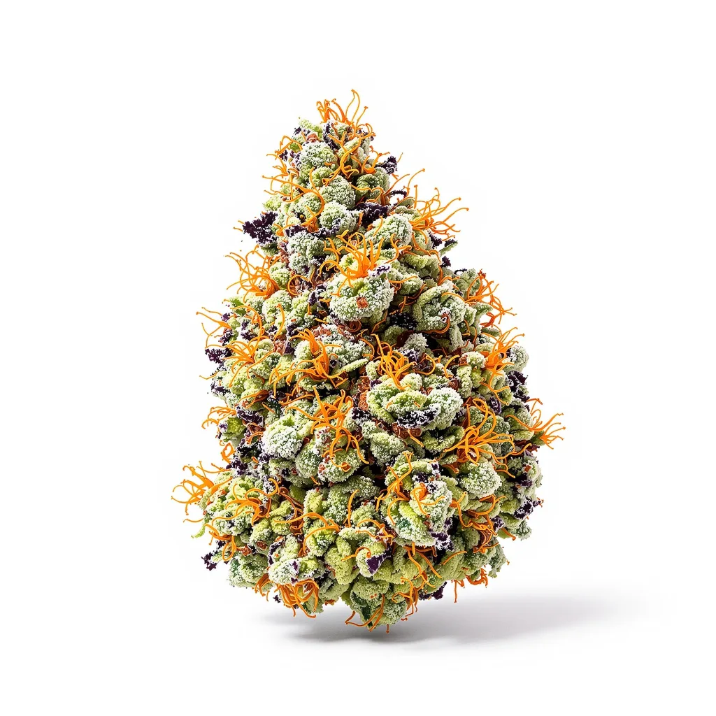 Big Bang 46% Indica / 54% Sativa — Blüte mit sichtbaren Trichomen
