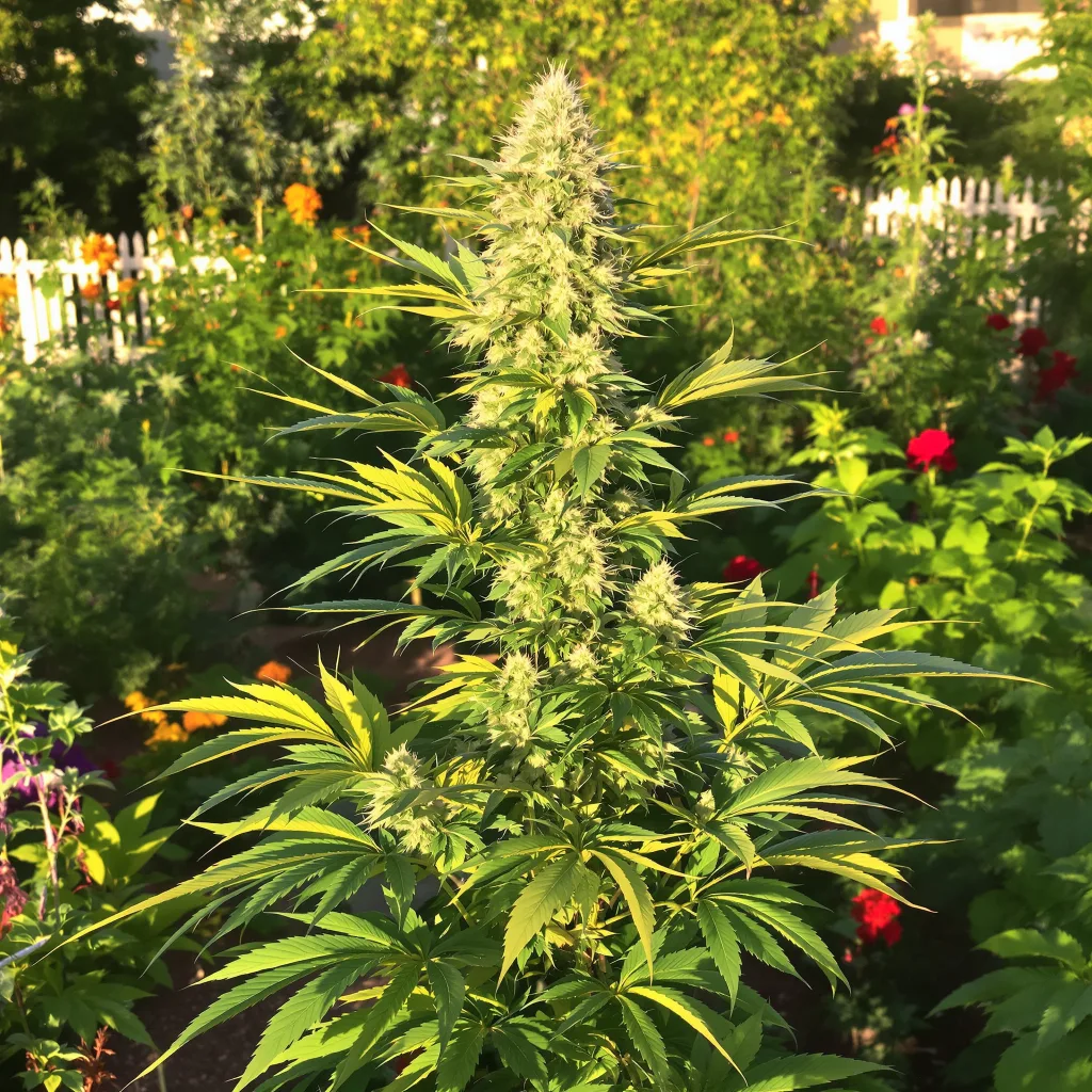 Big Buddha Cheese 60% Indica / 40% Sativa — Blüte mit sichtbaren Trichomen