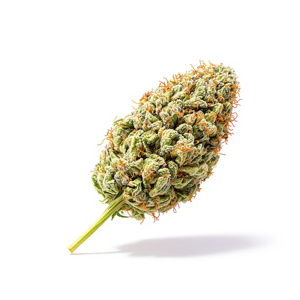 Big Devil 44% Indica / 56% Sativa — Blüte mit sichtbaren Trichomen