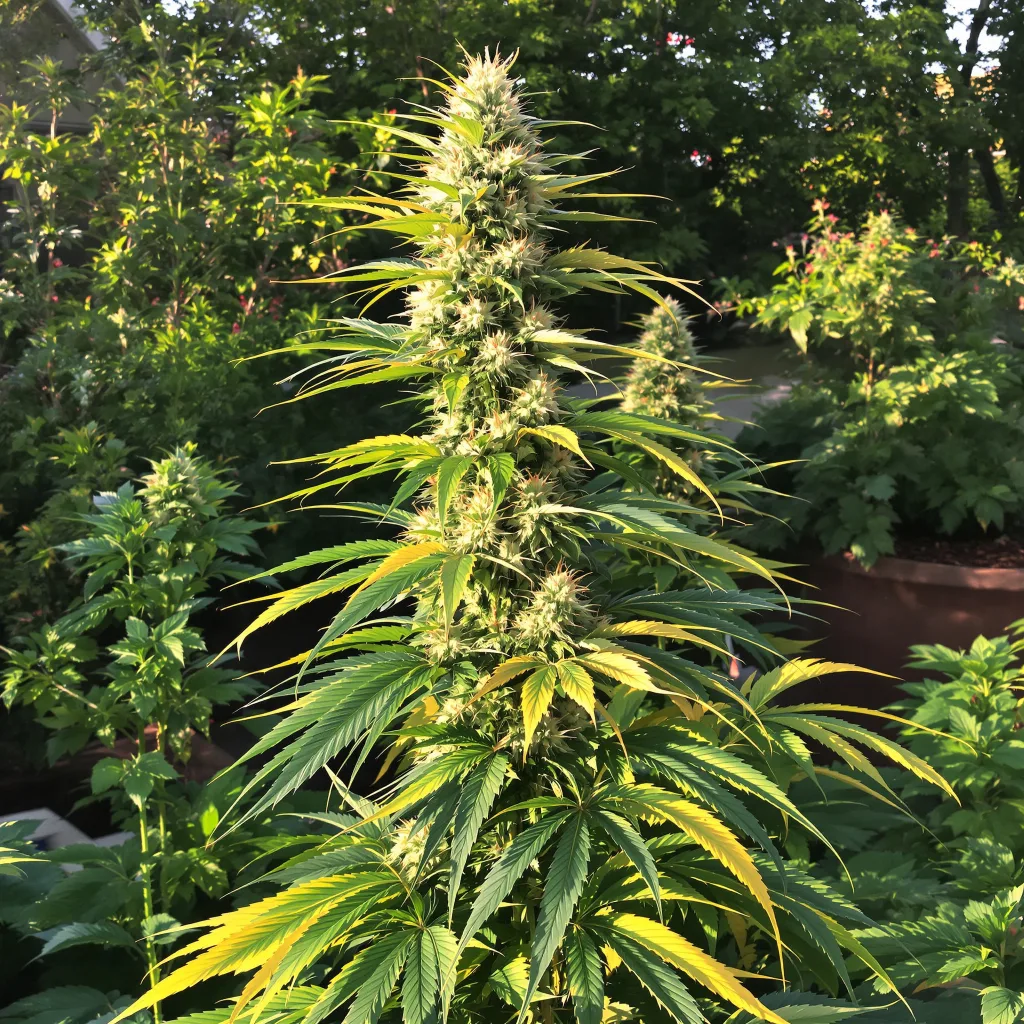 Big Sticky 19% Indica / 81% Sativa — Blüte mit sichtbaren Trichomen