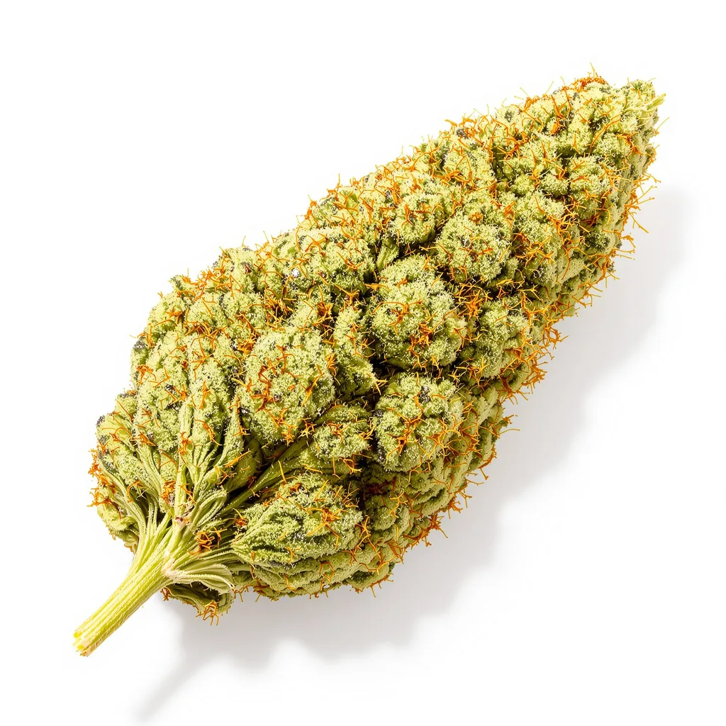 Big Sticky 19% Indica / 81% Sativa — Blüte mit sichtbaren Trichomen