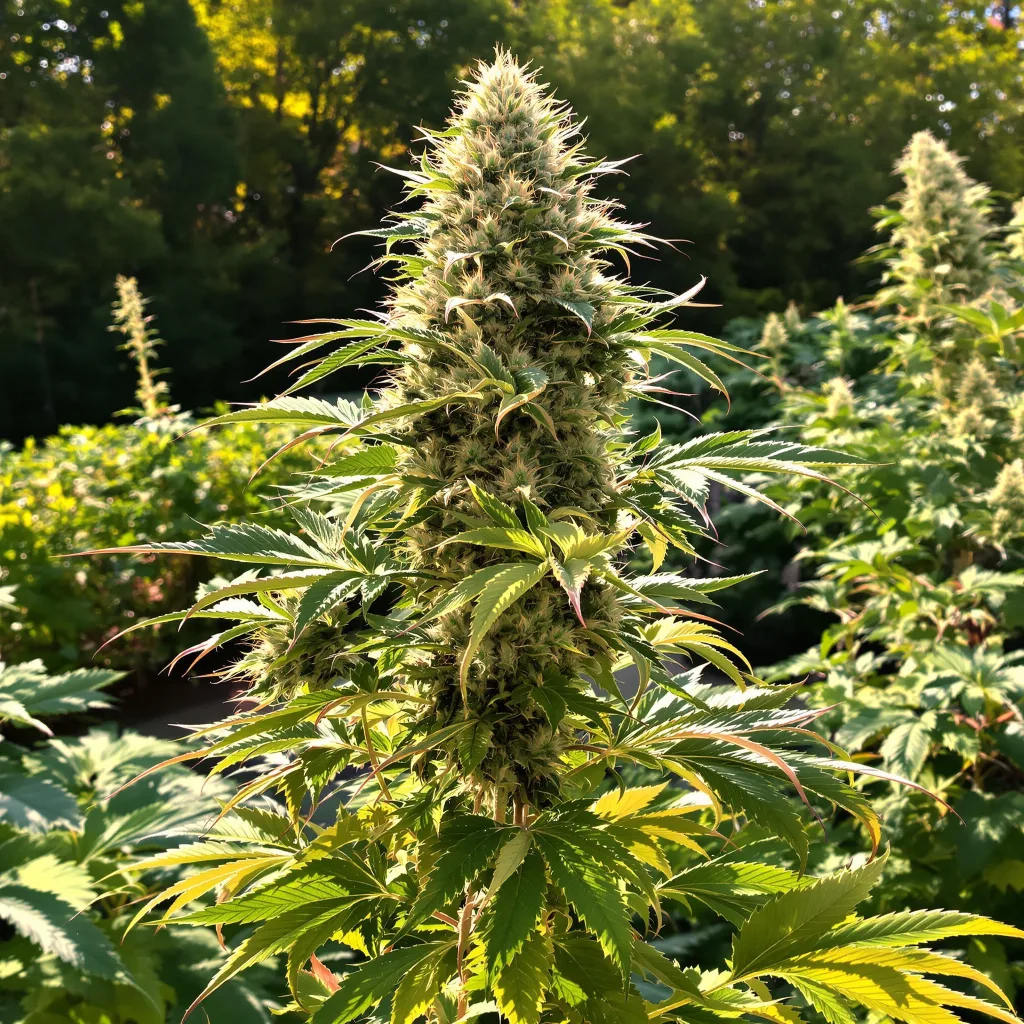 Bio Diesel 42% Indica / 58% Sativa — Blüte mit sichtbaren Trichomen