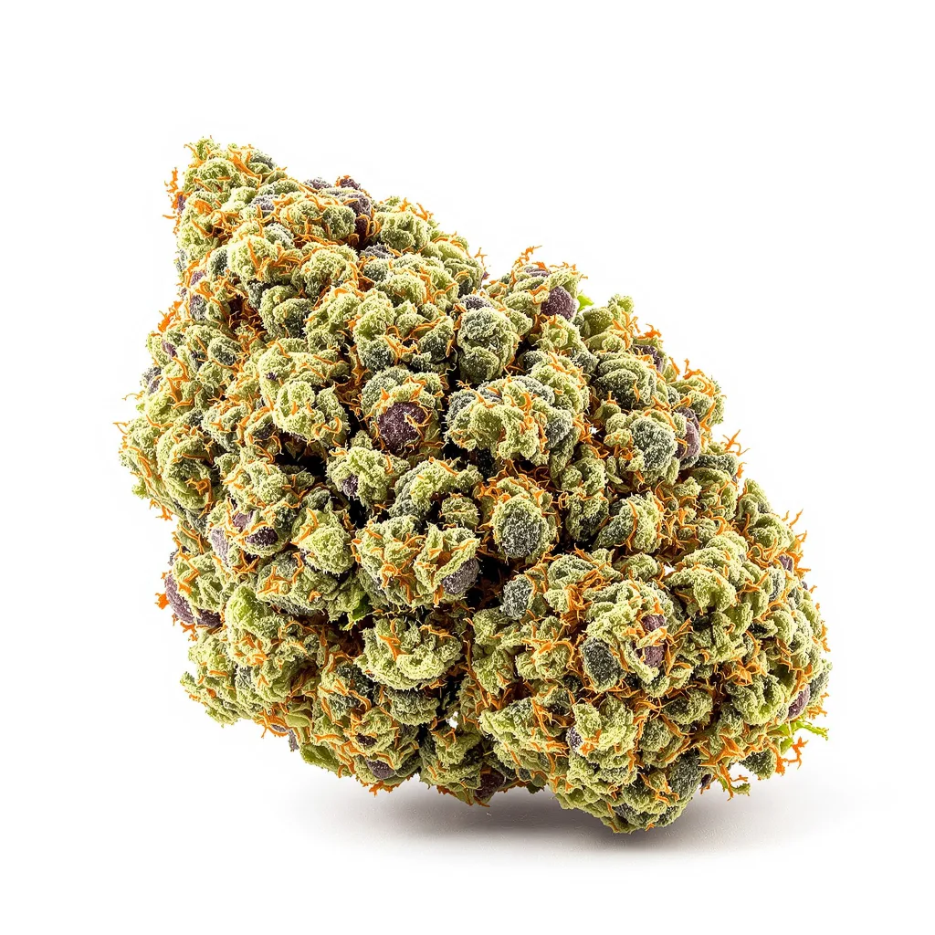 Bio Diesel 42% Indica / 58% Sativa — Blüte mit sichtbaren Trichomen