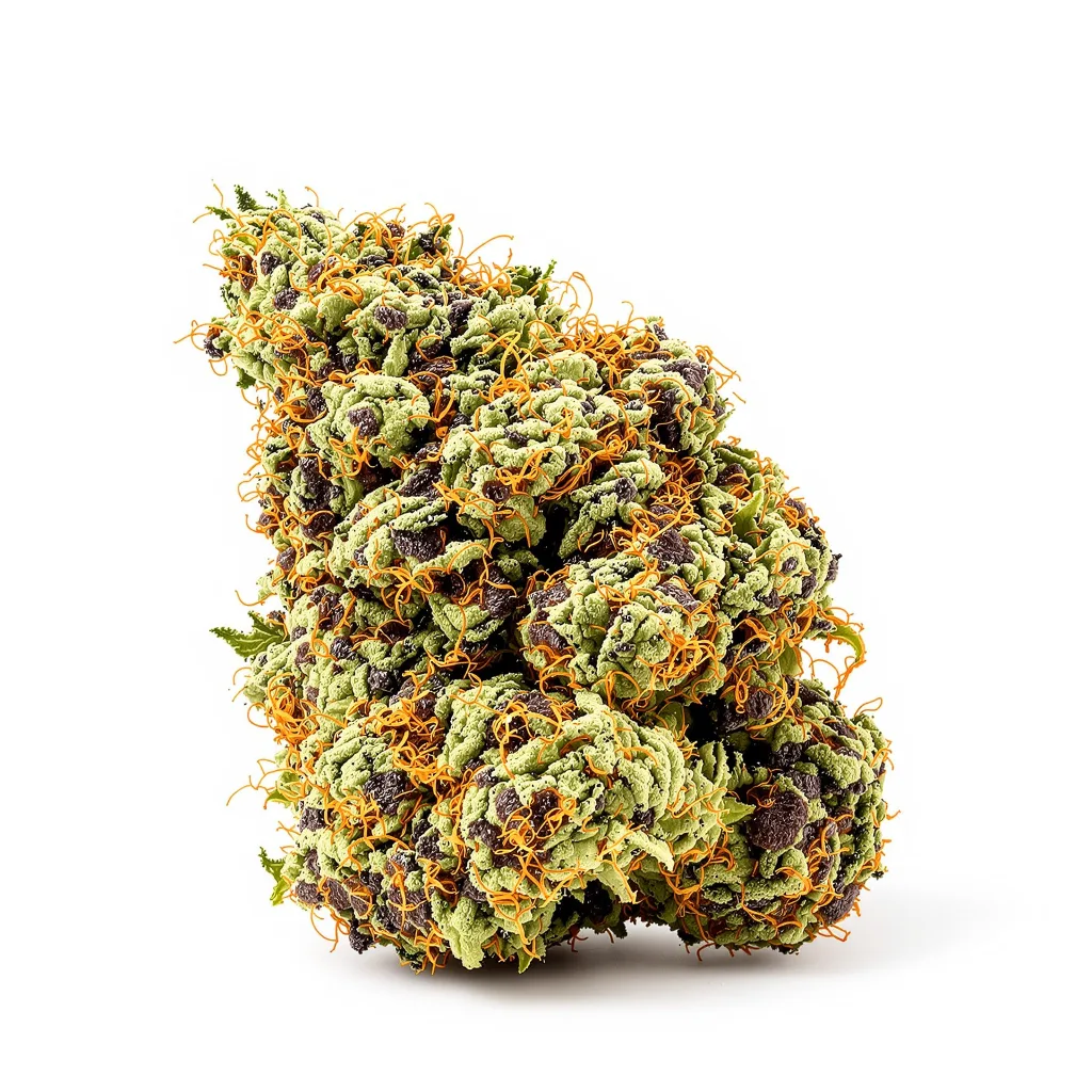 Black 84 86% Indica / 14% Sativa — Blüte mit sichtbaren Trichomen
