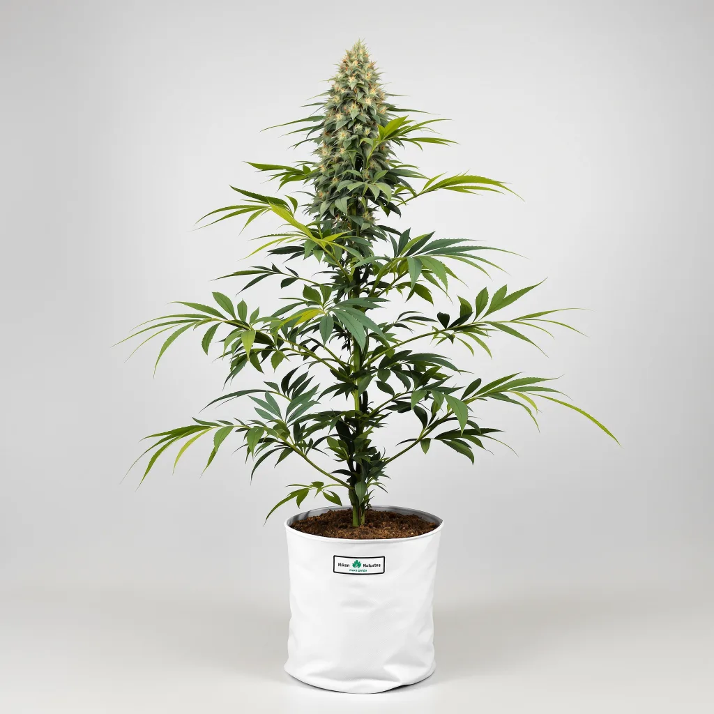 Black Betty Cannabisblüte Nahaufnahme mit ausgewogene Blütenstruktur mit eisigen Trichomen