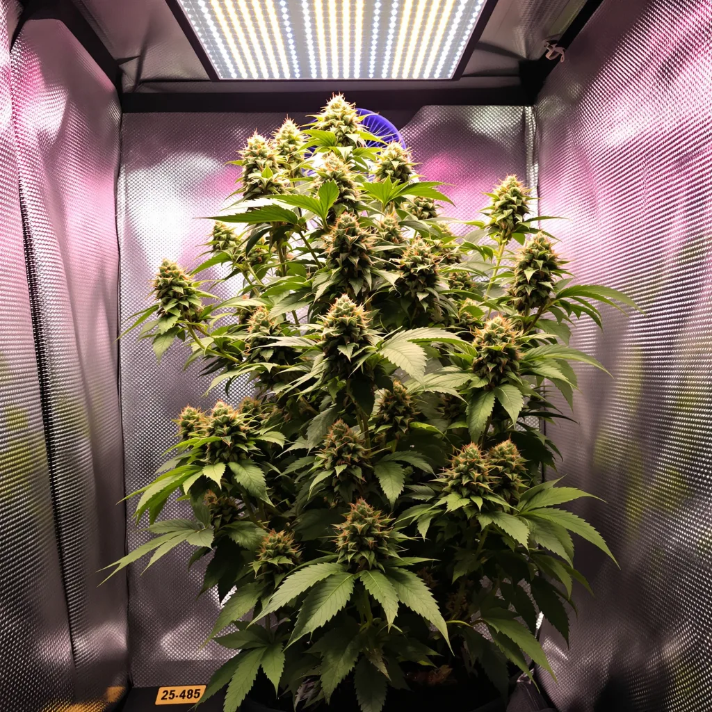 Black Betty 47% Indica / 53% Sativa — Blüte mit sichtbaren Trichomen