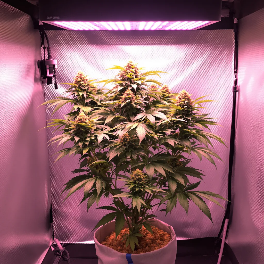 Black Cherry Punch 85% Indica / 15% Sativa — Blüte mit sichtbaren Trichomen