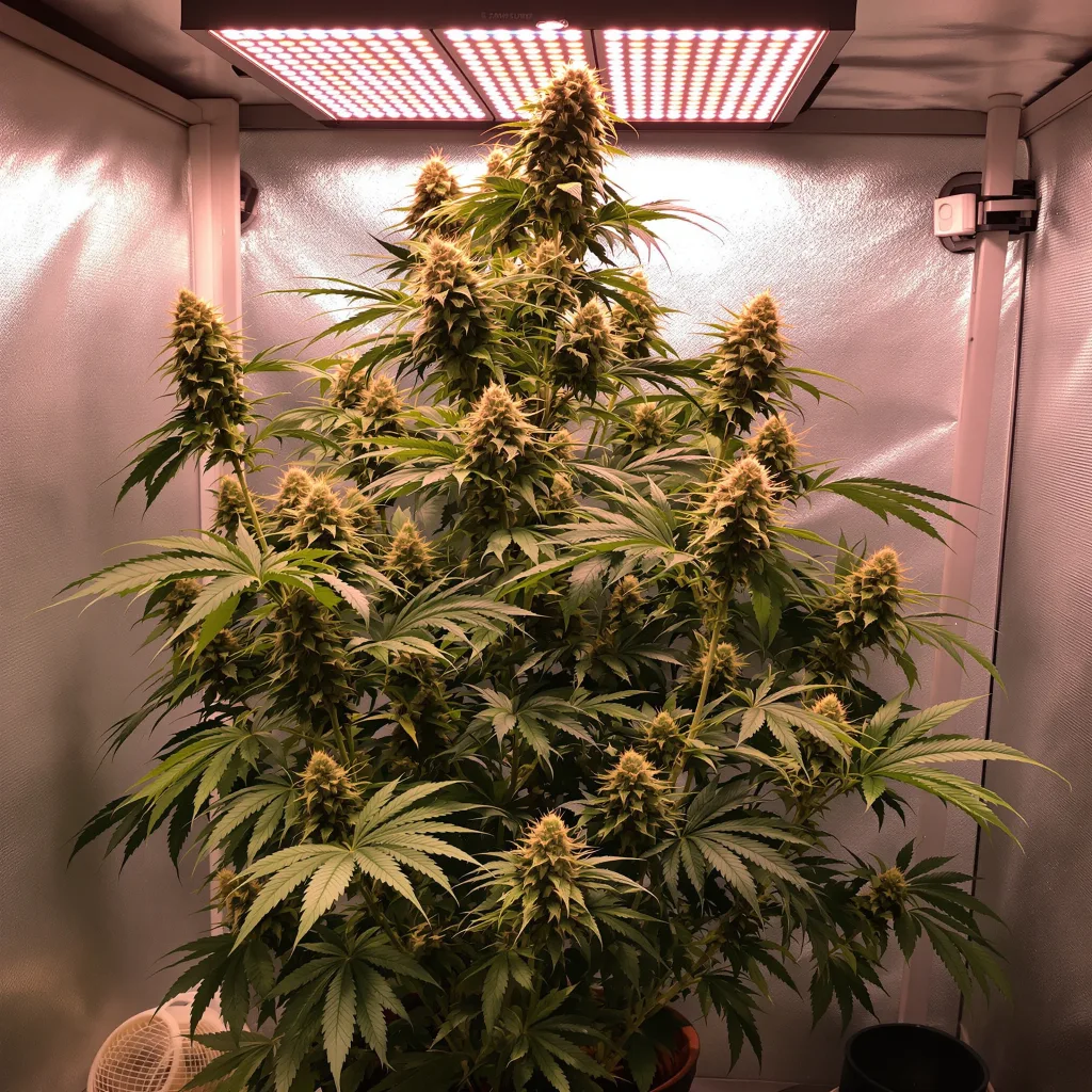 Black Cherry Soda 20% Indica / 80% Sativa — Blüte mit sichtbaren Trichomen