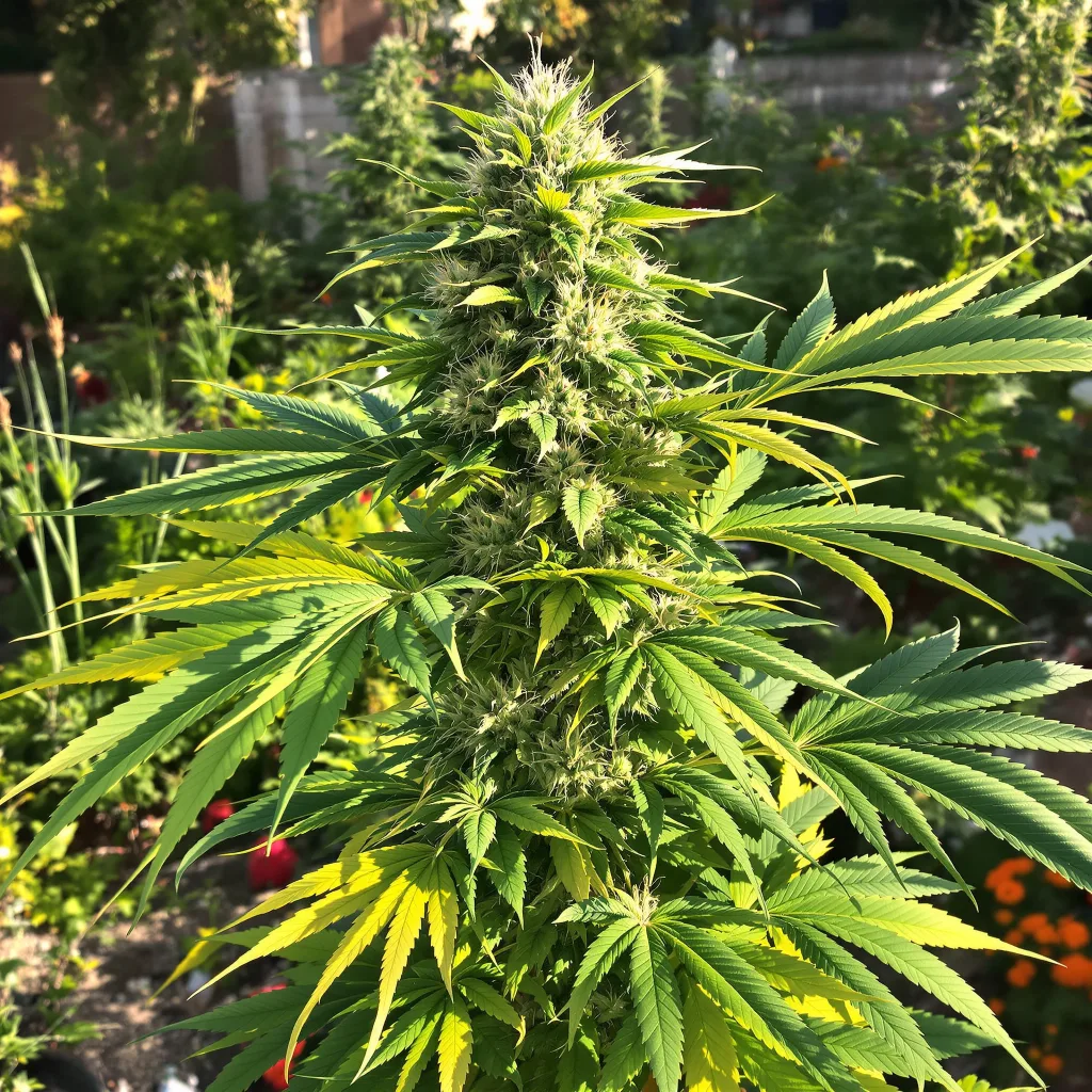 Black Demon OG 72% Indica / 28% Sativa — Blüte mit sichtbaren Trichomen
