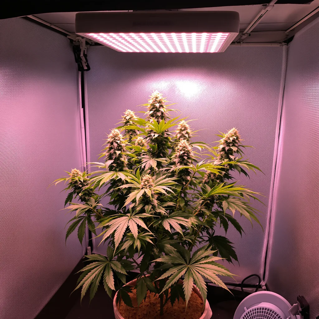 Black Ice 82% Indica / 18% Sativa — Blüte mit sichtbaren Trichomen