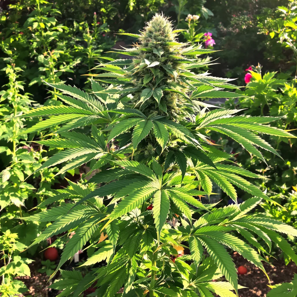 Black Ice 82% Indica / 18% Sativa — Blüte mit sichtbaren Trichomen