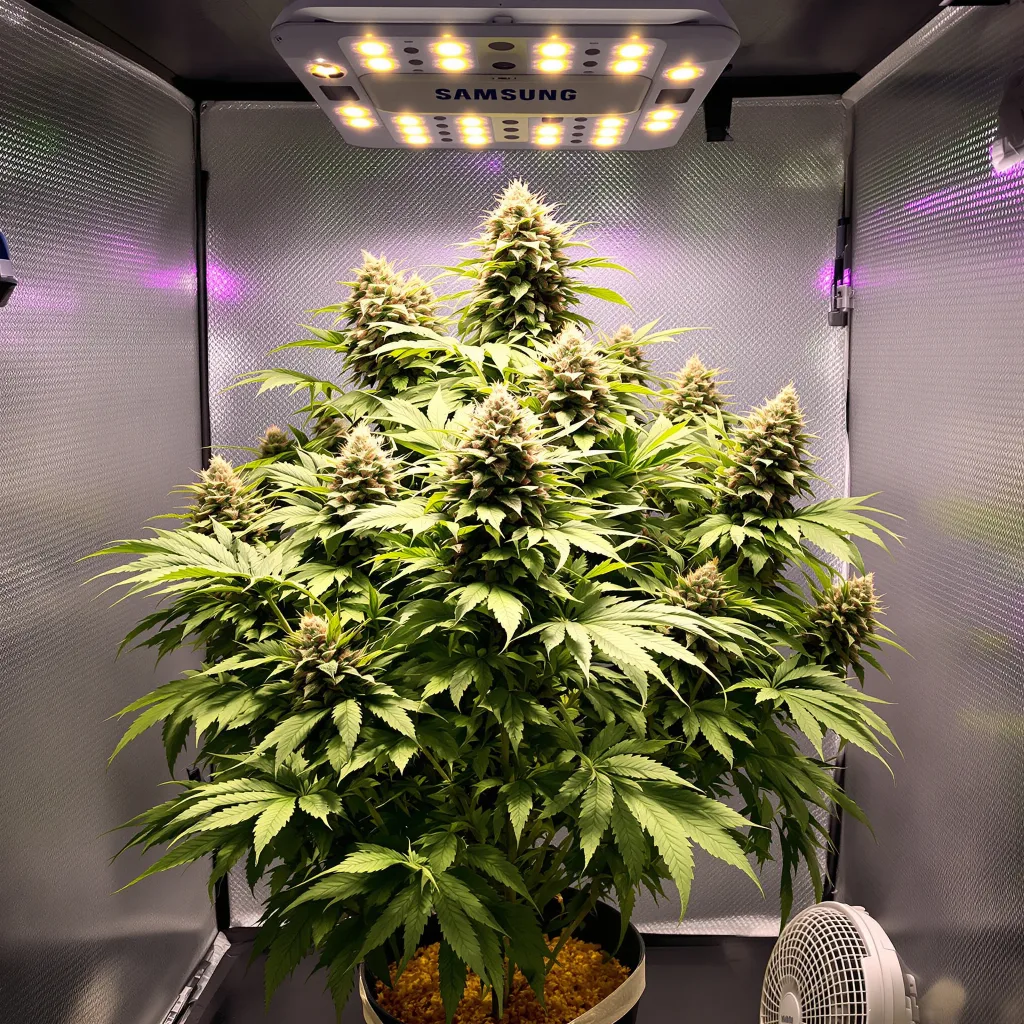 Black Tuna 74% Indica / 26% Sativa — Blüte mit sichtbaren Trichomen