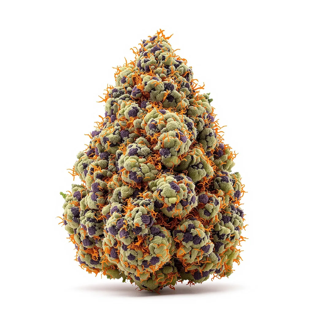 Blackberry Bubble 86% Indica / 14% Sativa — Blüte mit sichtbaren Trichomen
