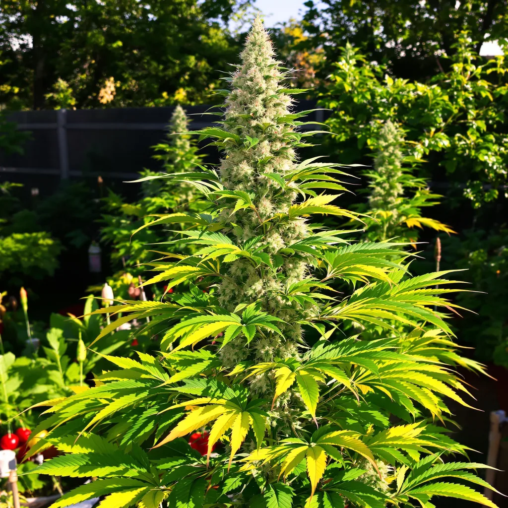 Blackberry Pie 51% Indica / 49% Sativa — Blüte mit sichtbaren Trichomen