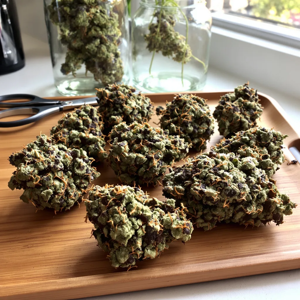 Blackberry Rhino 74% Indica / 26% Sativa — Blüte mit sichtbaren Trichomen