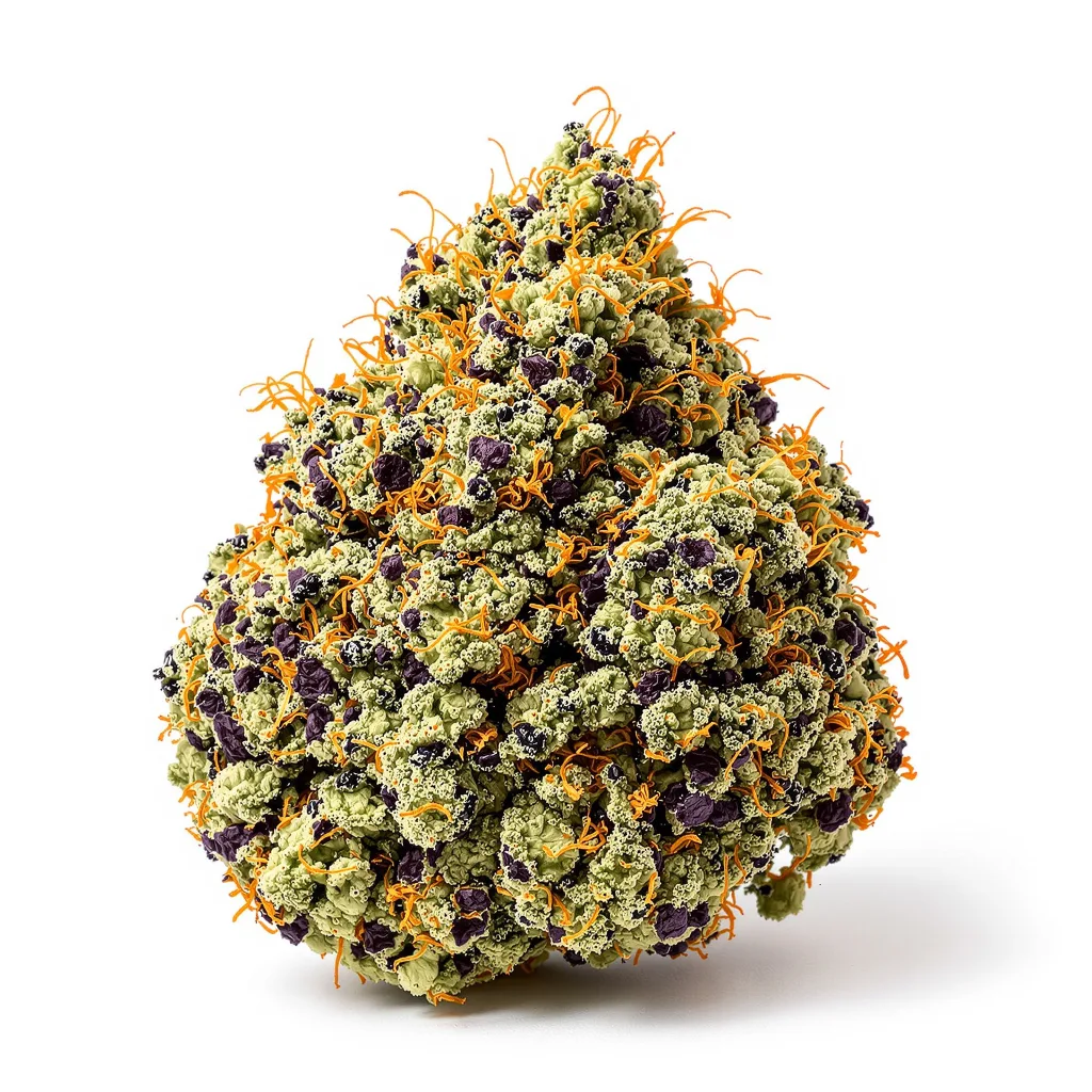 Blackwater 83% Indica / 17% Sativa — Blüte mit sichtbaren Trichomen