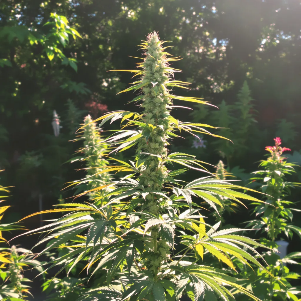 Blob OG 21% Indica / 79% Sativa — Blüte mit sichtbaren Trichomen