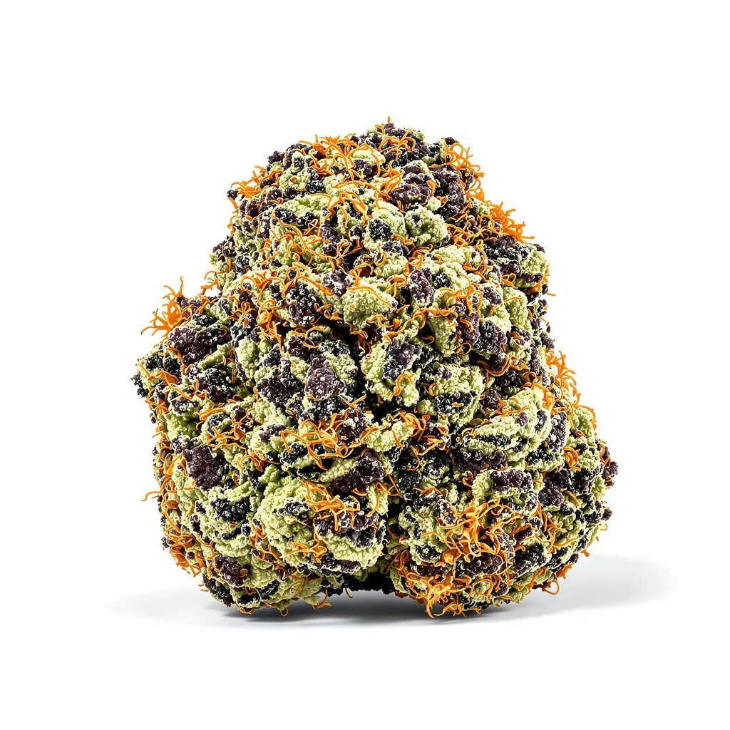 Bloos Kloos 83% Indica / 17% Sativa — Blüte mit sichtbaren Trichomen