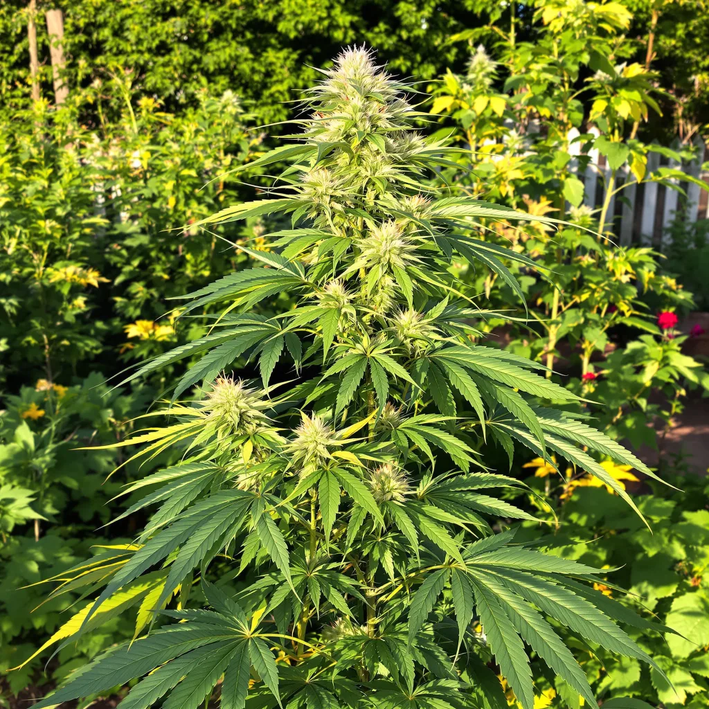 Blue Amnesia 10% Indica / 90% Sativa — Blüte mit sichtbaren Trichomen