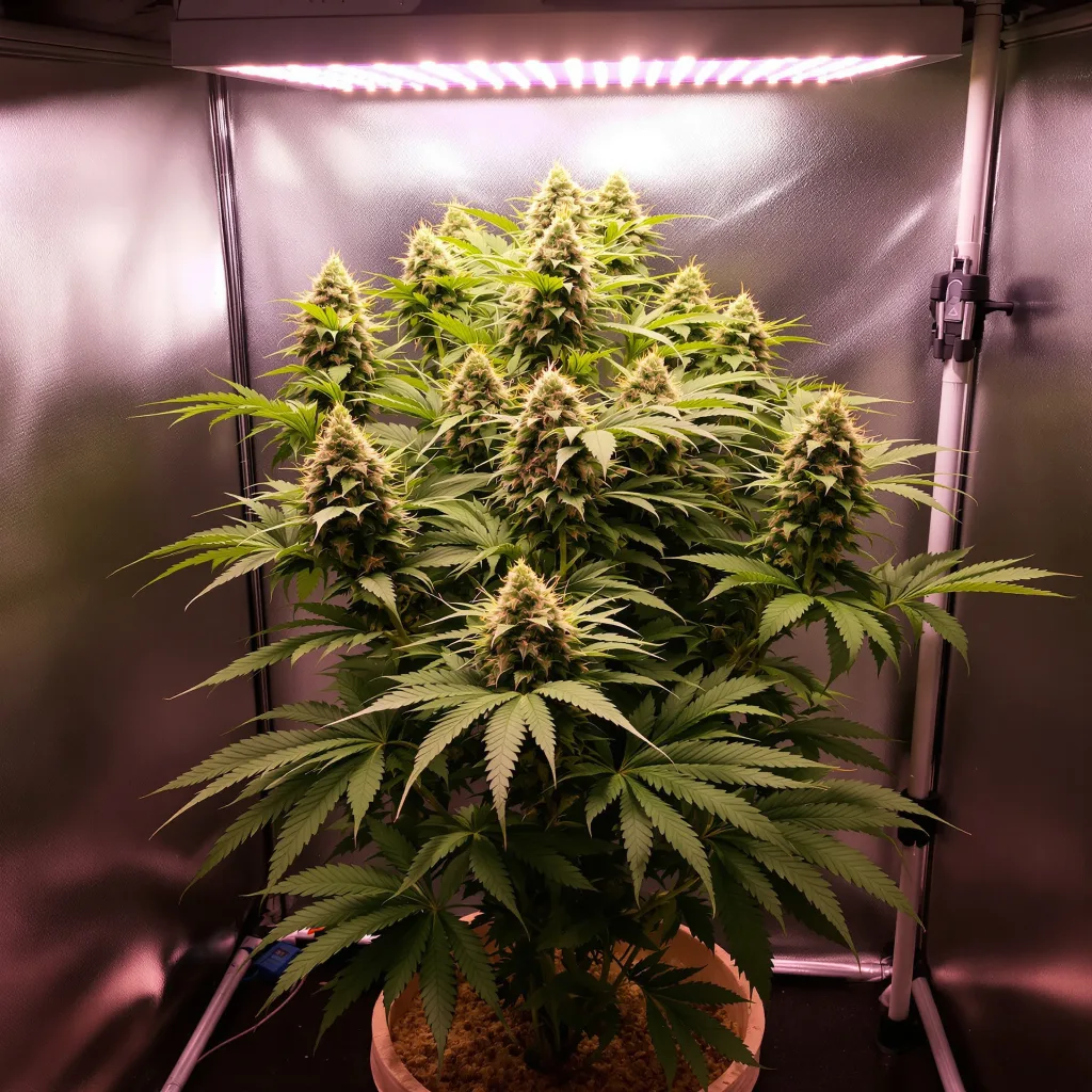 Blue Biscotti 75% Indica / 25% Sativa — Blüte mit sichtbaren Trichomen