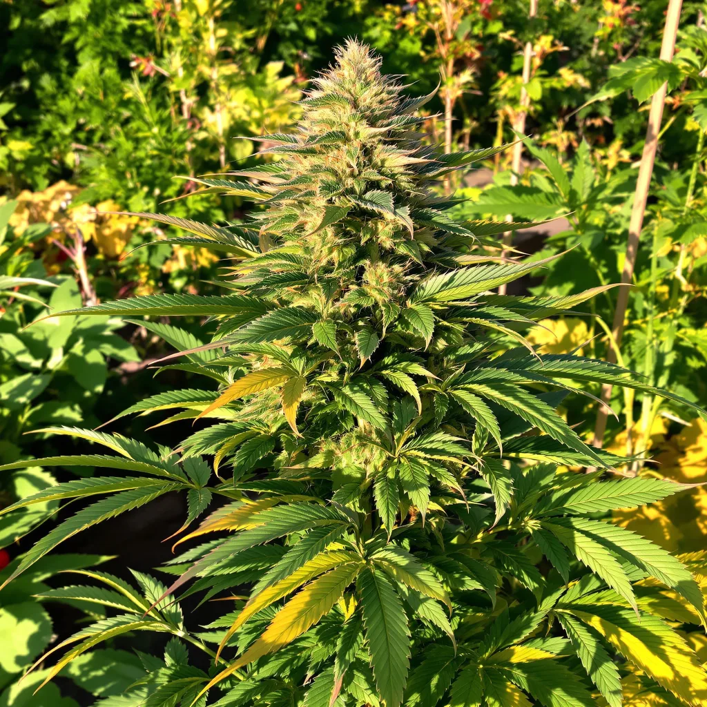 Blue Buddha 69% Indica / 31% Sativa — Blüte mit sichtbaren Trichomen