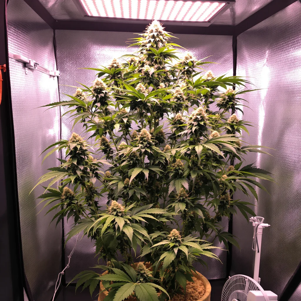 Blue Cinex 23% Indica / 77% Sativa — Blüte mit sichtbaren Trichomen