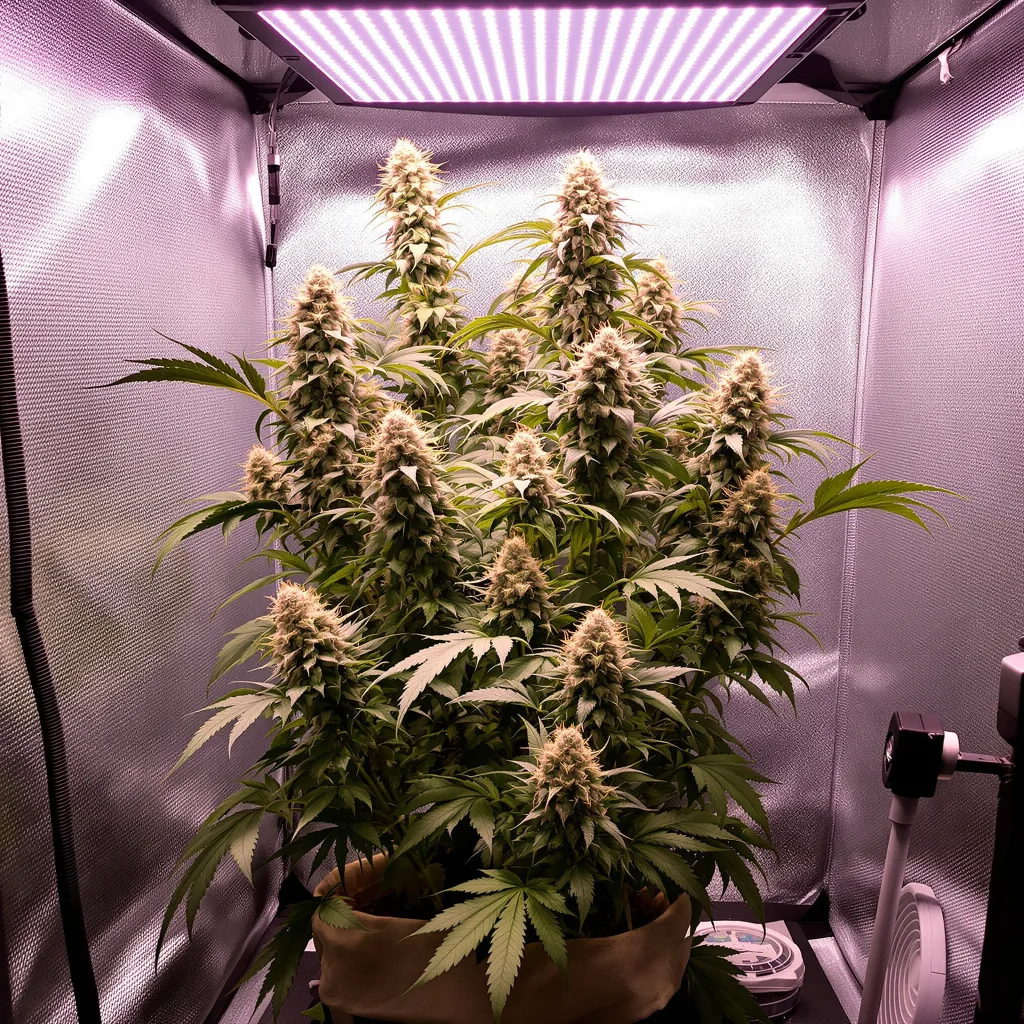 Blue Cookies 60% Indica / 40% Sativa — Blüte mit sichtbaren Trichomen