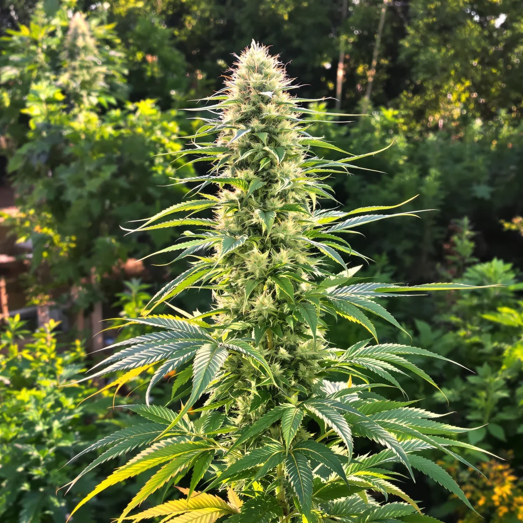 Blue Diamond 14% Indica / 86% Sativa — Blüte mit sichtbaren Trichomen