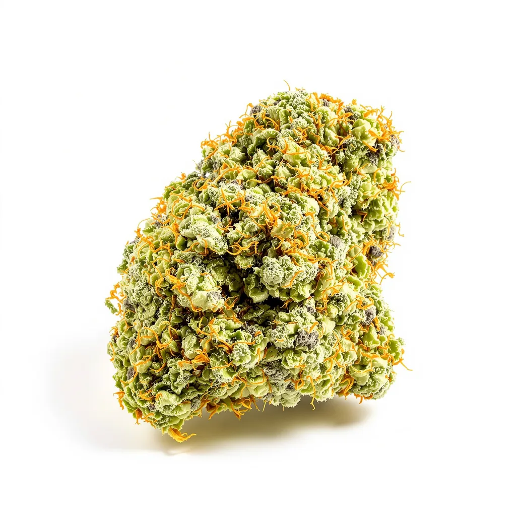 Blue Diamond 14% Indica / 86% Sativa — Blüte mit sichtbaren Trichomen