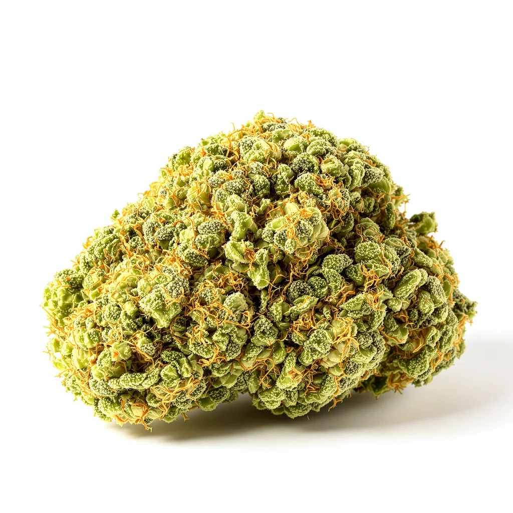 Blue Dream 19% Indica / 81% Sativa — Blüte mit sichtbaren Trichomen