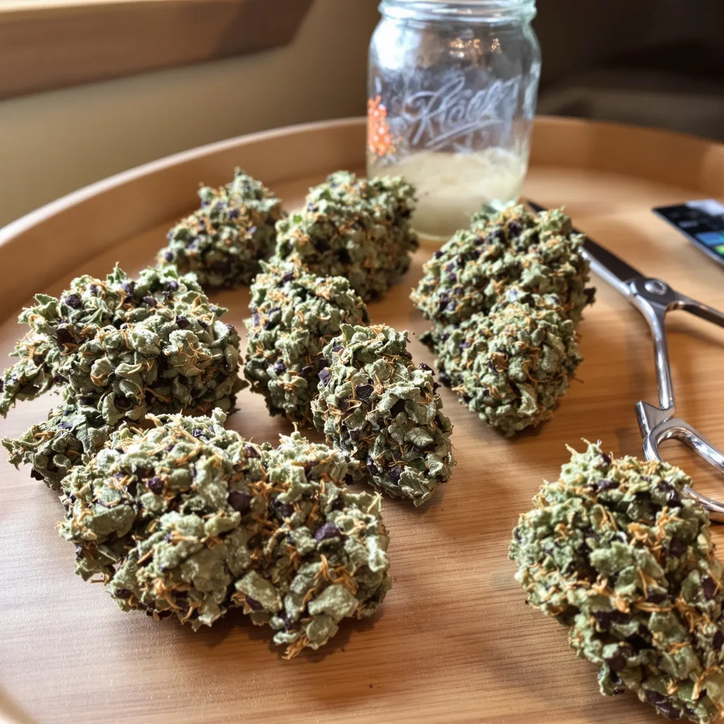 Blue Frost 69% Indica / 31% Sativa — Blüte mit sichtbaren Trichomen