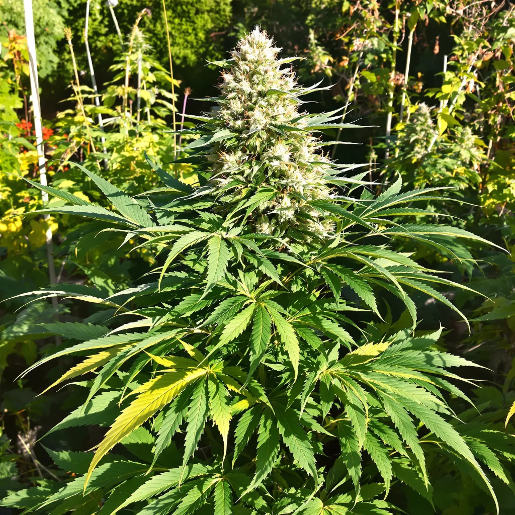 Blue Frost 69% Indica / 31% Sativa — Blüte mit sichtbaren Trichomen