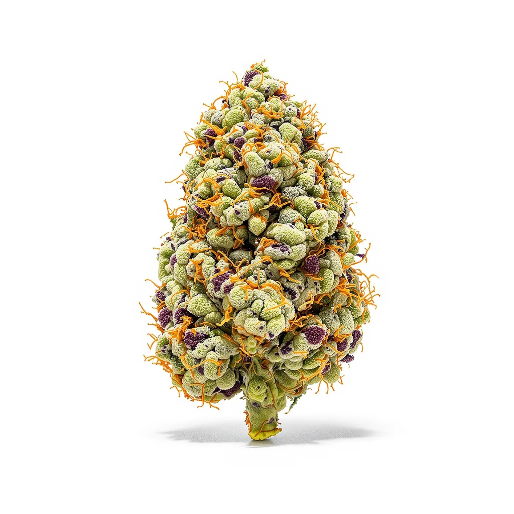 Blue Goo 35% Indica / 65% Sativa — Blüte mit sichtbaren Trichomen
