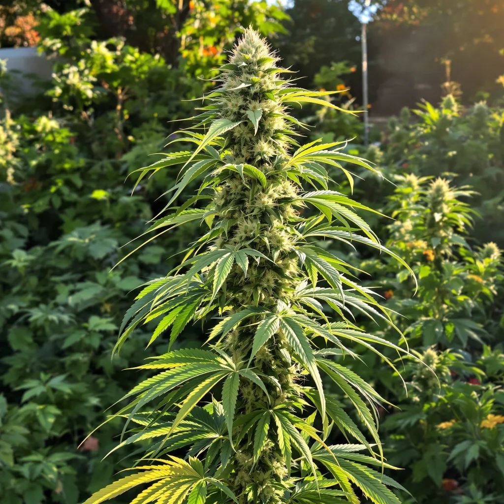 Blue Kiss 12% Indica / 88% Sativa — Blüte mit sichtbaren Trichomen