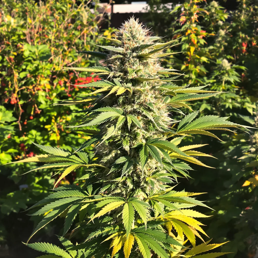 Blue Lights 85% Indica / 15% Sativa — Blüte mit sichtbaren Trichomen