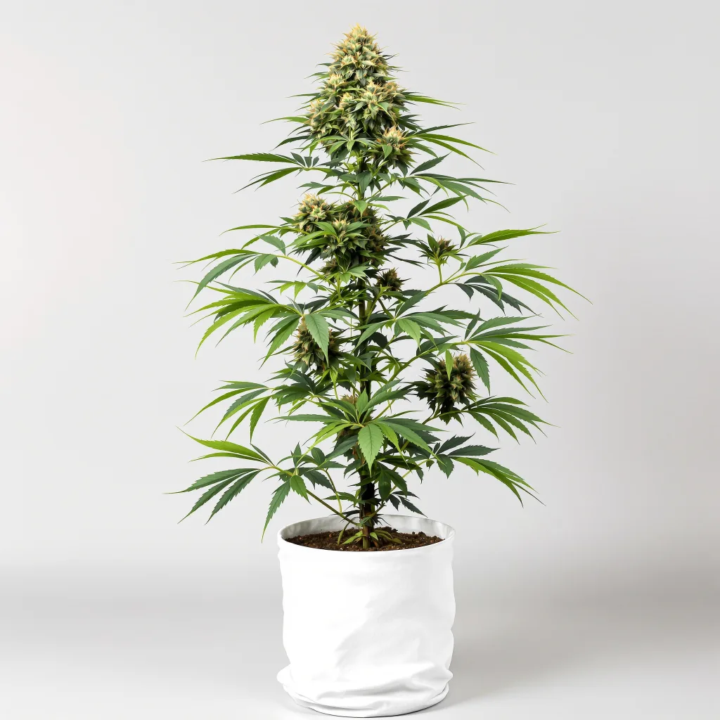 Blue Mango Cannabisblüte Nahaufnahme mit offene Blütenstruktur mit orangen Pistillen
