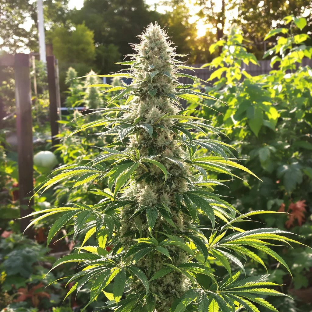 Blue Mango 40% Indica / 60% Sativa — Blüte mit sichtbaren Trichomen