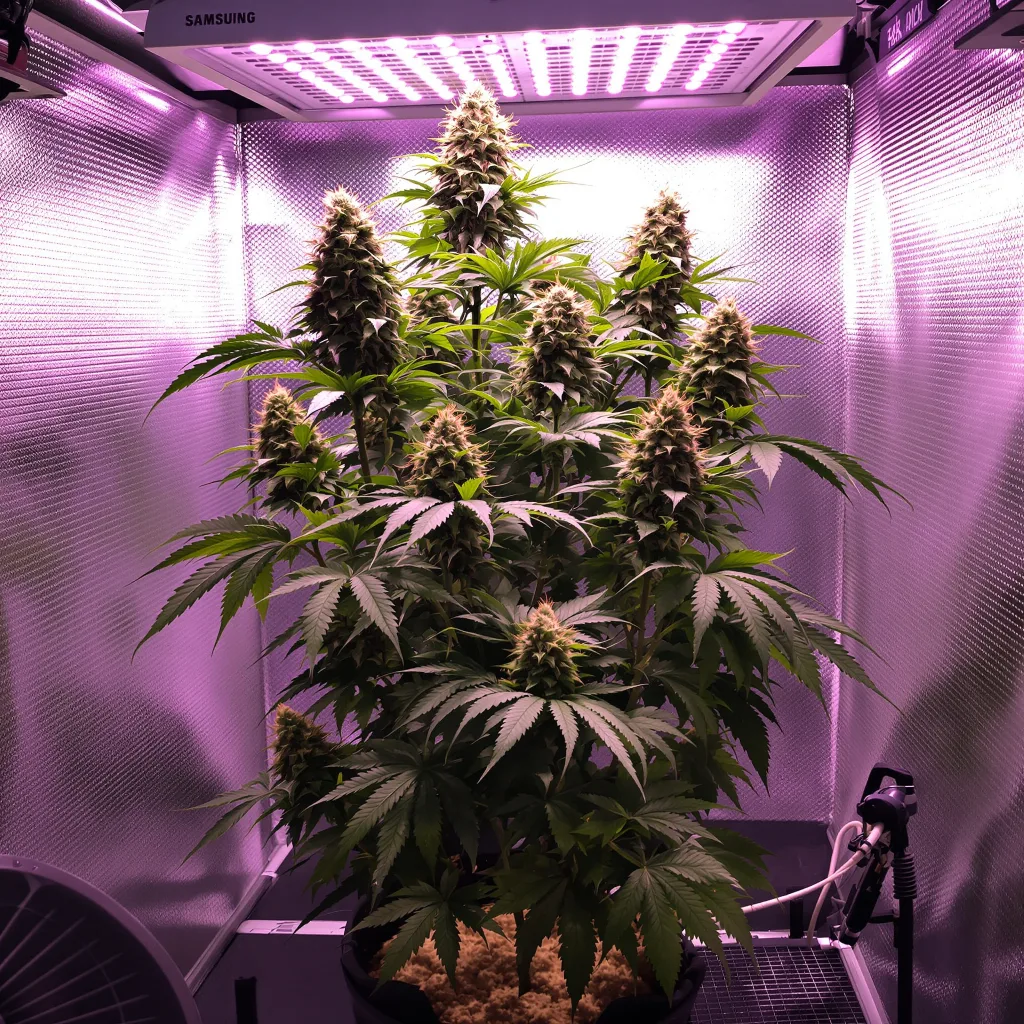 Blue Moon Rocks 72% Indica / 28% Sativa — Blüte mit sichtbaren Trichomen