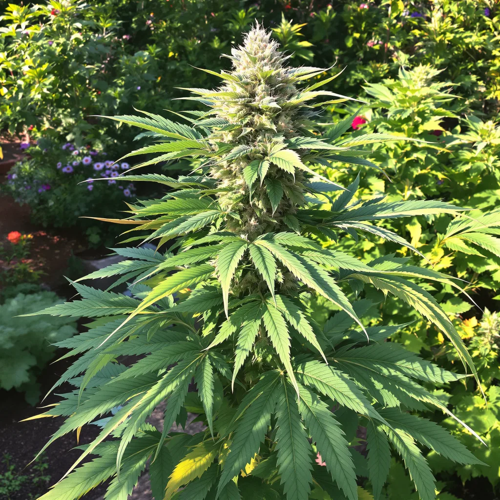 Blue Ox 67% Indica / 33% Sativa — Blüte mit sichtbaren Trichomen