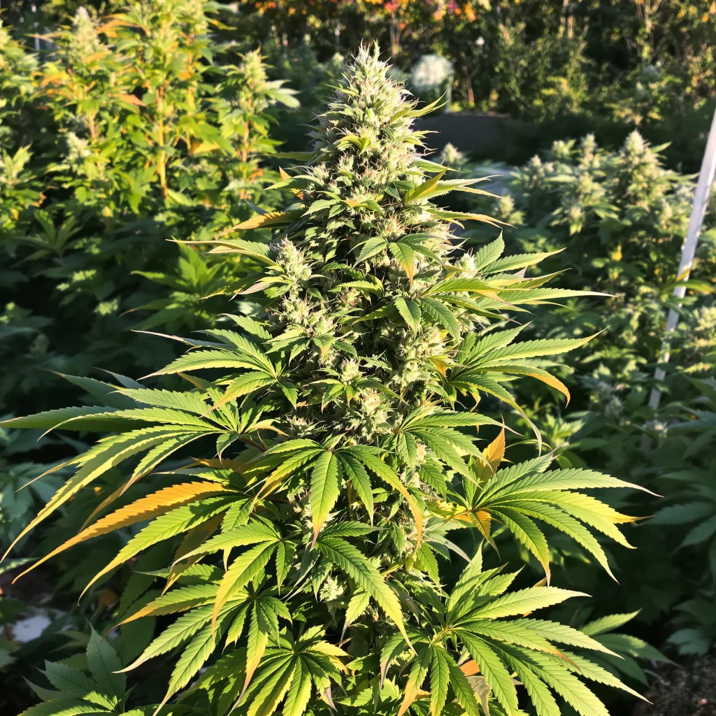 Blue Persuasion 72% Indica / 28% Sativa — Blüte mit sichtbaren Trichomen