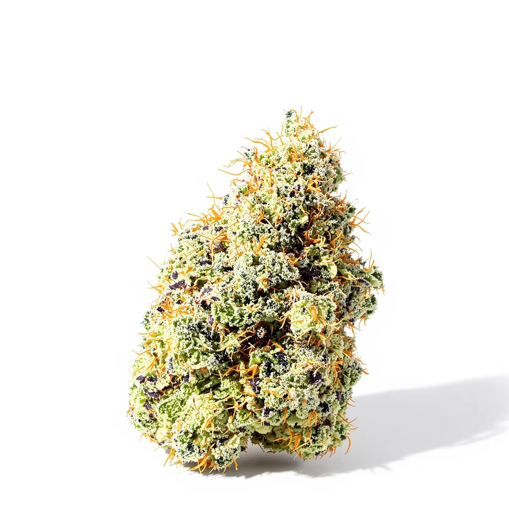 Blue Power 55% Indica / 45% Sativa — Blüte mit sichtbaren Trichomen