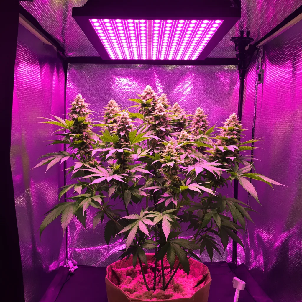 Blue Zombie 66% Indica / 34% Sativa — Blüte mit sichtbaren Trichomen