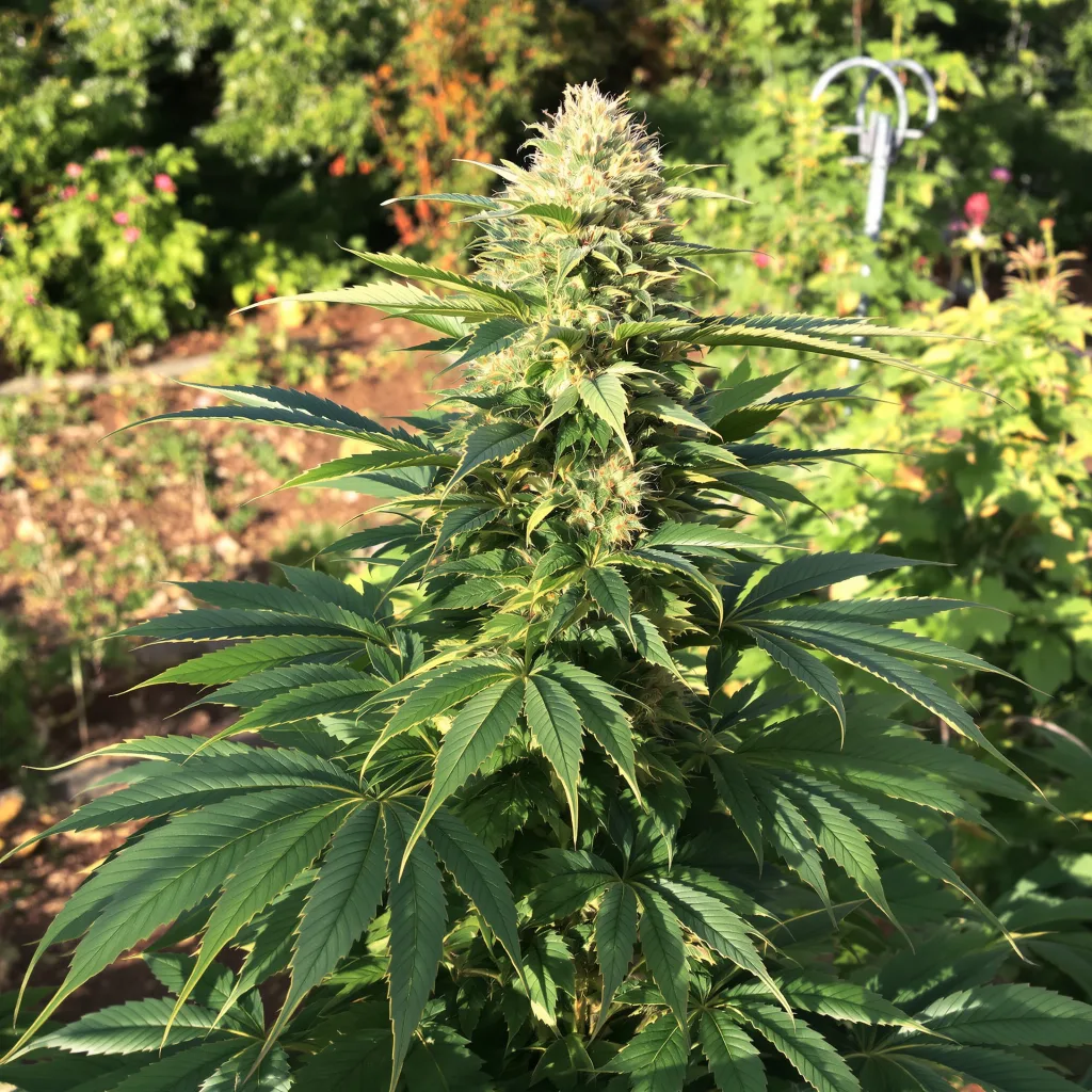 Blue Zombie 66% Indica / 34% Sativa — Blüte mit sichtbaren Trichomen