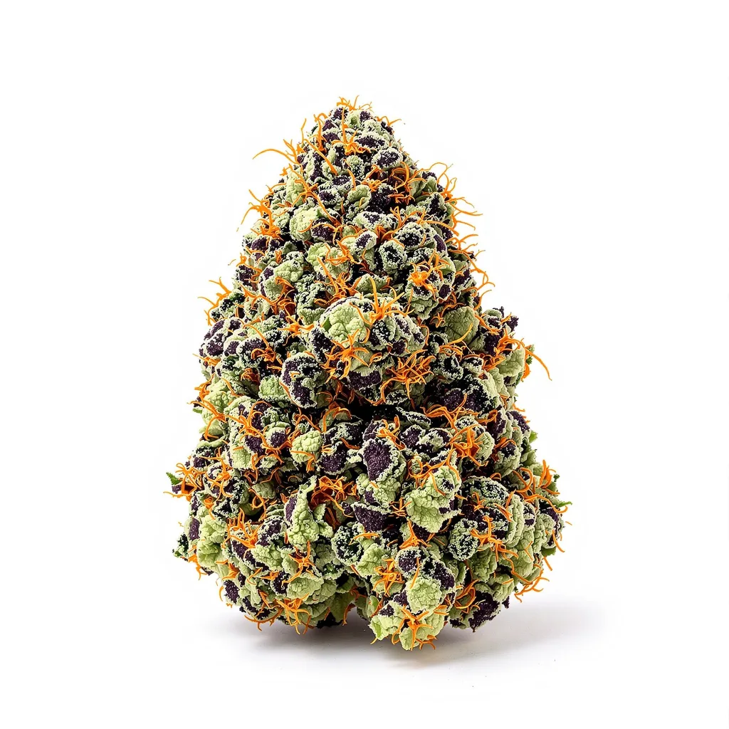 Blue Zombie 66% Indica / 34% Sativa — Blüte mit sichtbaren Trichomen