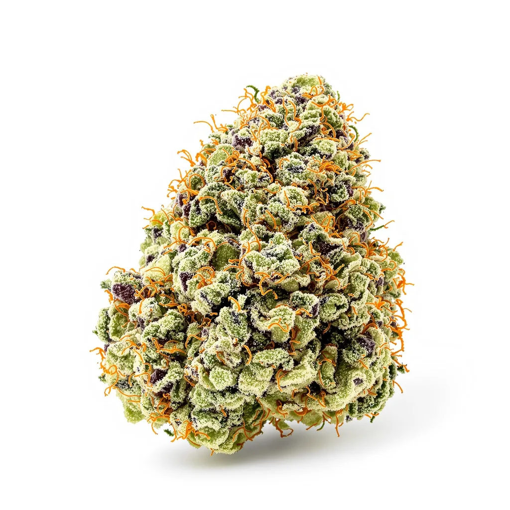 Blueberry Cheesecake 40% Indica / 60% Sativa — Blüte mit sichtbaren Trichomen